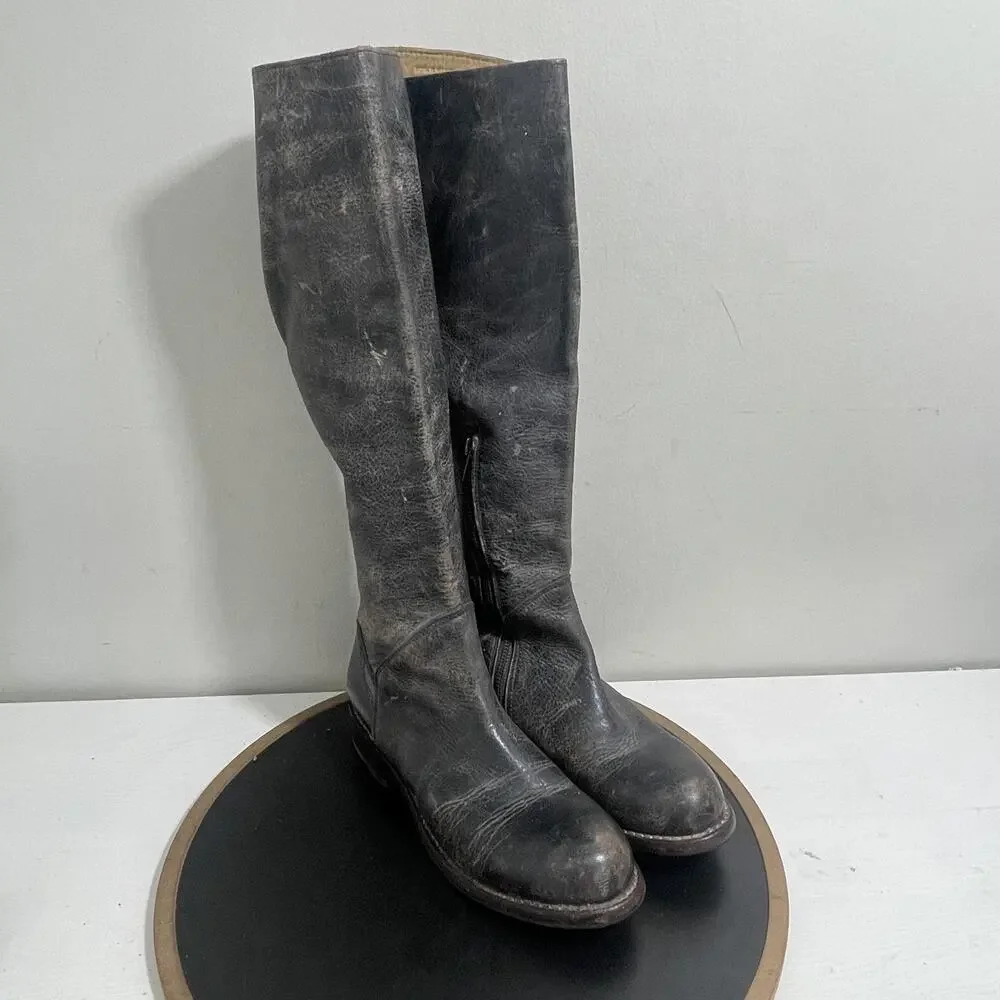 Bed Stu‎ Boots Manchester Riding Boots Women SZ 8 Hand Wash Leather Tall Gray